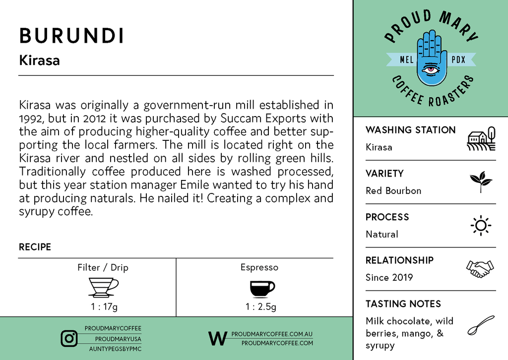 Burundi | Kirasa | Red Bourbon | Natural | Espresso | 250g