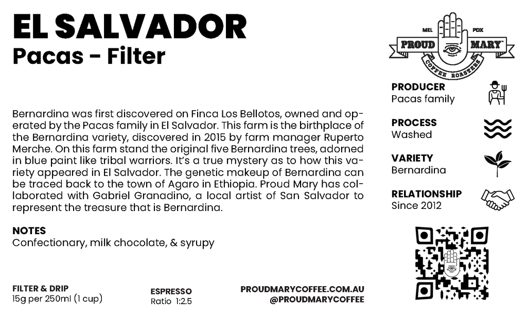 El Salvador | Pacas | Bernardina | Washed | Filter | 100g
