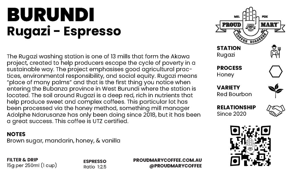 Burundi | Rugazi | Red Bourbon | Honey | Espresso | 250g