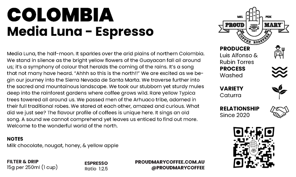 Colombia | Media Luna | Caturra | Washed | Espresso | 250g