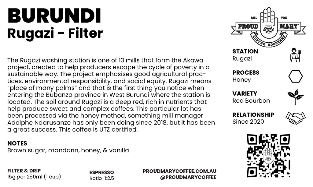 Burundi | Rugazi | Red Bourbon | Honey | Filter | 250g