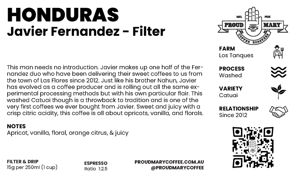 Honduras | Javier Fernandez | Catuai | Washed | Filter | 250g