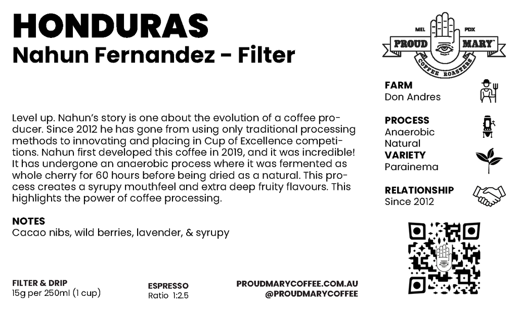 Honduras | Nahun Fernandez | Parainema | Anaerobic Natural | Filter | 200g