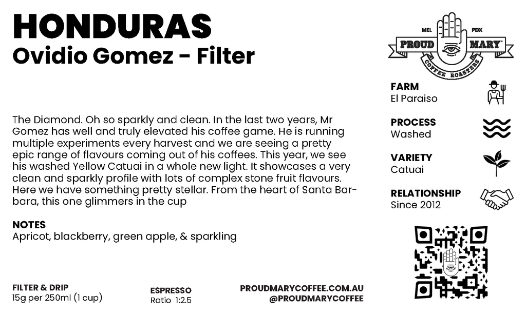 Honduras | Ovidio Gomez 'The Diamond' | Catuai | Washed | Filter | 250g