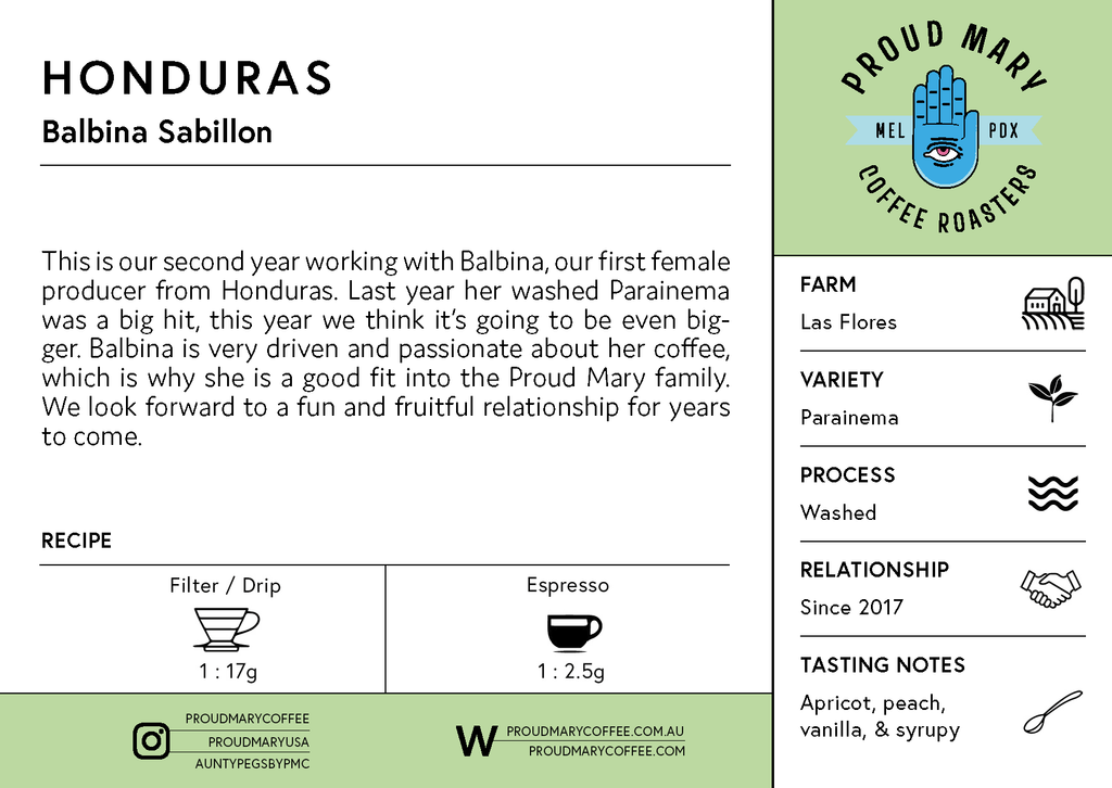 Honduras | Balbina Sabillon | Parainema | Washed | Espresso | 250g