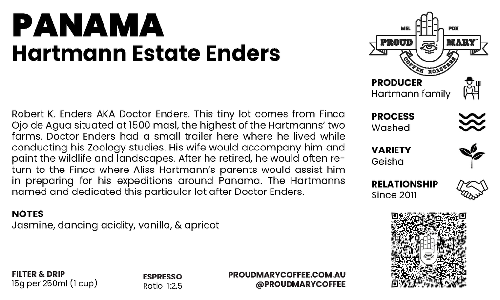 Panama | Hartmann Estate Enders | Geisha | Washed | Filter | 100g