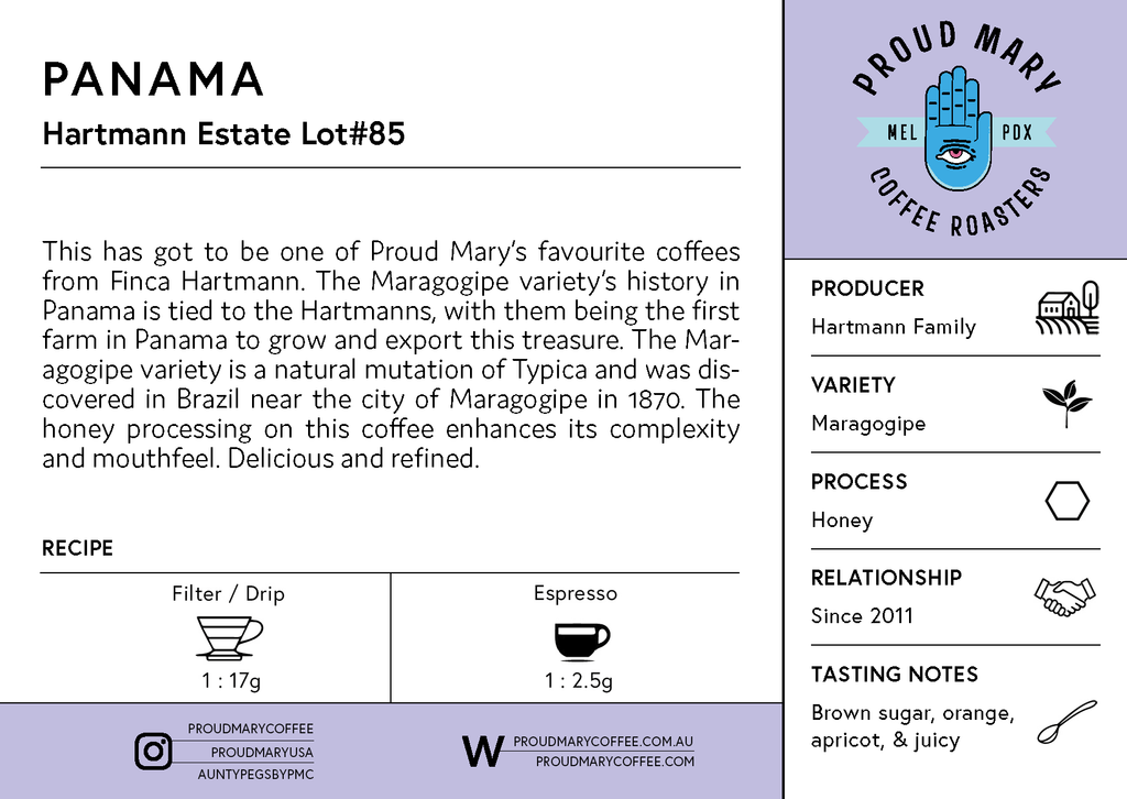 Panama | Hartmann Estates Lot#85  | Maragogipe | Honey | Filter | 200g