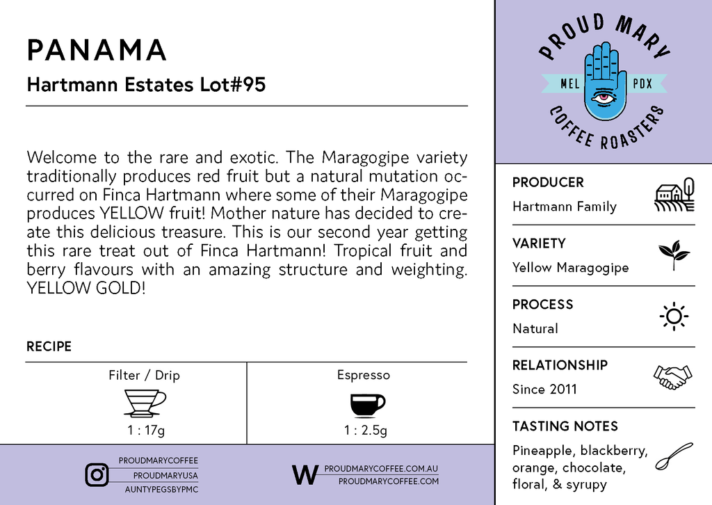 Panama | Hartmann Estates Lot#95  | Yellow Maragogipe | Natural | Filter | 200g